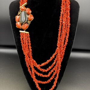 Collana Corallo Rosso Rubrum Mediterraneo Argento 925%